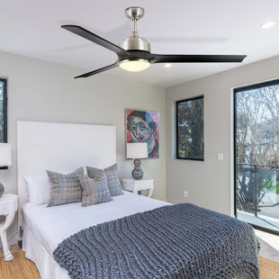 WARMIPLANET Ceiling Fan with Lights Remote Control, 60-Inch, Brushed Nickel(3 Blades), Dimmable LED Light