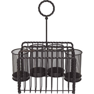 Gourmet Basics by Mikasa Rope Metal Tabletop Flatware and Napkin Picnic Caddy