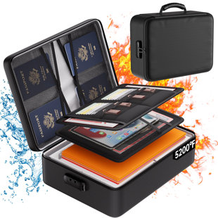 BEACHWATER POOL & SPA, LLC 5200°F Document Organizer With Lock,Upgraded Heat Insulated Fireproof＆Waterproof Box 8 Layers File Organizer,Portable Home Travel Safe Storage For Important Documents, Files And More