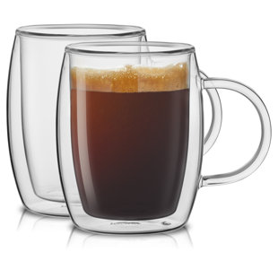 JoyJolt Aroma Double Wall Insulated Glass Coffee Mugs (Set of 2)