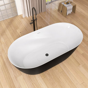 ZEAFIVE 59'' x 29.5'' Freestanding Soaking Acrylic Bathtub Stand Alone Tub