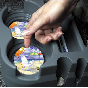 COUNTERART No Pattern Round 2 -Piece Car Coaster Set (Set of 2)