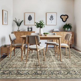 BUNGALOW ROSE Goudeau Anni Machine Washable Area Rugs for Living Room with Non-Slip Backing Brown/Black Rug