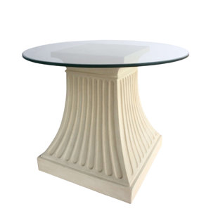 SKYLINE DECOR Darryl Round Glass Outdoor Dining Table