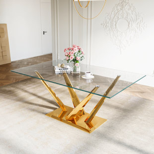 JUXING FURNITURE INC Glass Top Metal Base Dining Table