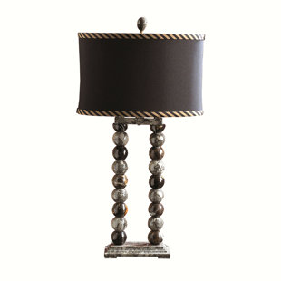 BELLO TREASURE Taupe Gray And Espresso Marble Table Lamp