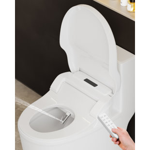GREENEVER Elongated Toilet Seat Bidet Multiple Spray Modes Wireless Remote Self-Cleaning Nozzle Seat Sensor