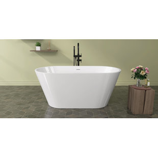 ZEAFIVE Bathtubs 67'' x 29.5'' Freestanding Soaking Acrylic Bathtub Contemporary Stand Alone Tub