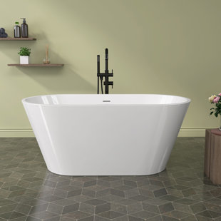 ZEAFIVE Bathtubs 51'' x 27.5'' Freestanding Soaking Acrylic Bathtub in Glossy White Contemporary Bathroom Stand Alone Tub