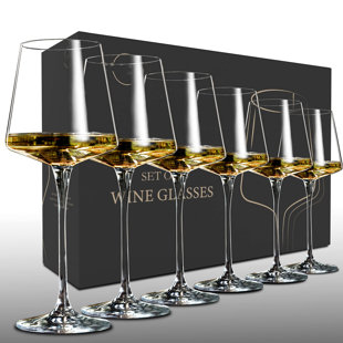MODERN WALLS LLC Wine Glasses Set Of 6,Crystal White Wine Glasses,Red Wine Glass Set,Long Stem Wine Glasses,Clear Lead-Free Premium Blown Glassware (6 Pack)