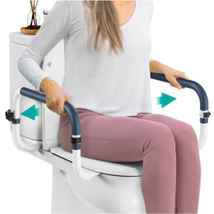 FURNITURE COUNTRY CORP. Toilet Safety Rails (250Lb) - Adjustable Toilet Safety Rails, Toilet Bar For Elderly Adults, Toilets Rails For Seniors, Toilet Seat With Handles For Elderly & Disabled Toilet Grab Bar - 1 Pack
