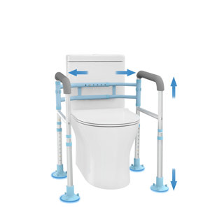 FURNITURE COUNTRY CORP. Stand Alone Toilet Safety Rail - Adjustable Width & Height Fit Any Toilet, Medical Toilet Frame For Elderly Handicap Disabled, Folding Handrails