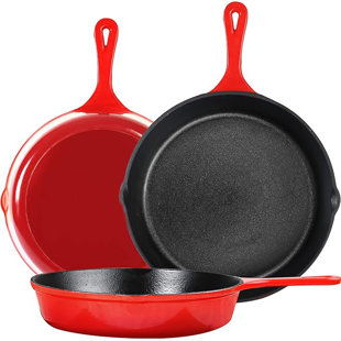 VOKIAL Skillet - Pre-seasoned cast iron Skillet Set 3 pieces - Skillet - 6 ", 8 "and 10" cast iron set fry pans，