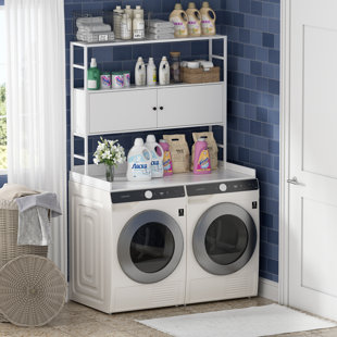 ELASIGNSHOPO Washer Dryer Countertop, 3-tier Washer And Dryer Covers For The Top Laundry Guard With Cabinet, Wood Washer And Dryer Countertop Shelves For Laundry Room Organization
