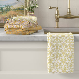 PATINA VIE MAISON 100% Cotton Floral Kitchen Dish Towel Set (Set of 6)