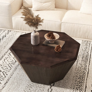 CHOCOPLANET Octagonal Rubber Wood Coffee Table