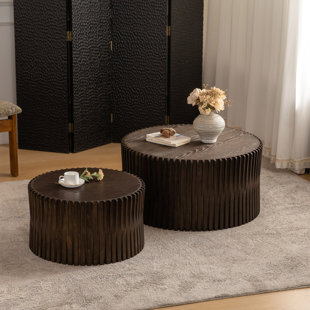 CHOCOPLANET Vintage Fashion Style Cylindrical Nesting Coffee Table Set