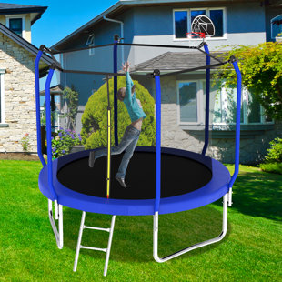 J&S HOME 8FT Trampoline With Basketball Hoop
