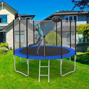 J&S HOME 12FT Trampoline With Basketball Hoop