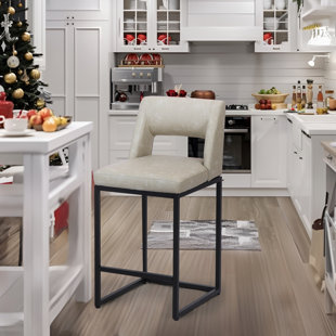 NORTHOBLIQ DIGI 24 Inch Fresh Look Upholstered Faux Leather Couner Height Bar Stools With Metal Frame