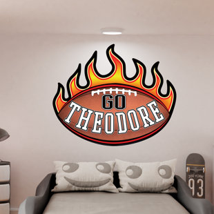 MYSTICKY Personalized Custom Football Wall Decal, Vinyl Name Wall Art, 3D Sports Sticker, Game Room Decor, Removable Peel And Stick Mural