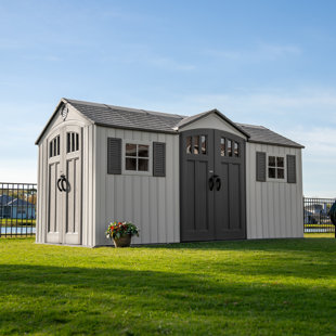 Lifetime 15 Ft. X 8 Ft. Dual-Entry High-Density Polyethylene (Plastic) Outdoor Storage Shed With Steel-Reinforced Construction