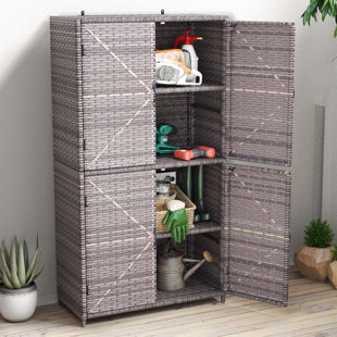 Balconera Water Resistant Wicker Outdoor Storage Shed