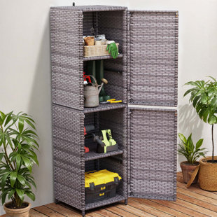 Balconera Water Resistant Wicker Outdoor Storage Shed