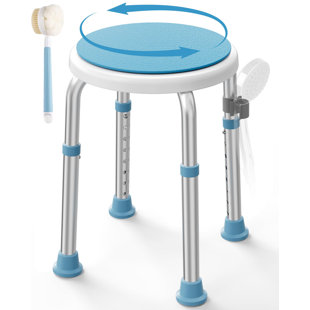 FURNITURE COUNTRY CORP. Swivel Shower Chair For Inside Shower, Adjustable Round Shower Stool With Back Scrubber, Shower Seat For Inside Tub Bathroom Bench Bath Chair For Elderly And Disabled