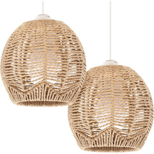 APPENIN WINTER PARK CORP 2Pcs Rattan Pendant Lamp Shade, Rattan Basket Chandelier Lamp Shade, Woven Lampshade Light Fixture Rattan Shade For Home Restaurant Cafe Teahouse Decoration,5.89"W X 5.51"H