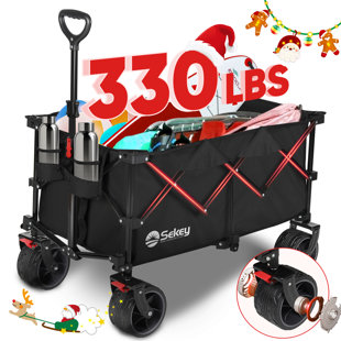 Sekey 200L Beach Collapsible Wagon Adjustable Handle Foldable Wagon Cart