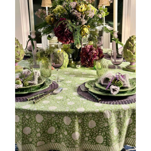 DECOR MANTRA Round Tablecloth - Green Eden