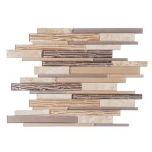 APOLLO TILE Random Sized Glass/Marble Brick Joint Mosaic Wall & Floor Tile