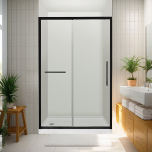 I-HOMARE 47.6" - 48" W X 72" H Single Semi-Frameless Sliding Shower Door with 1/4" Tempered Glass