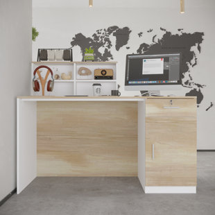 CALDION Rectangle Solid + Manufactured Wood Reception Desk with Filing Cabinet