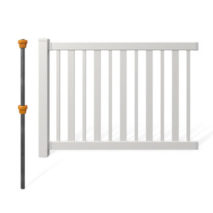 WAMBAM NO-DIG FENCE 50.5in H x 72in W (1 Panel + 1 Post) No Dig WamBam Sturbridge Fence Kit, White Vinyl Picket Fence Panel, Easy DIY Installation Fence Panel Kit, Durable Outdoor Fence for Yard or Pool, BL19103