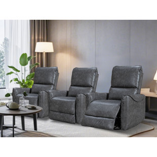 HLIKE Breathable Leather Swivel And Rocker Power Recliner Chair With Usb Port Set Of 3