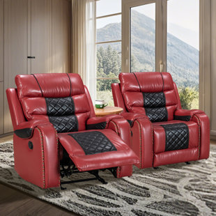 HLIKE Air Leather Rocker Recliner Chair Single Sofa With Comfortable Arm And Back Set Of 2