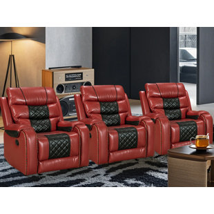 HLIKE Air Leather Rocker Recliner Chair Single Sofa With Patchwork Color Set Of 3