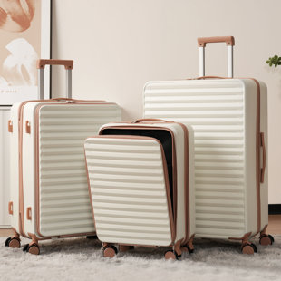 AONYAYBM 3 Piece Luggage With Front Pocket, Luggage Rack With USB Port, TSA Lock, 20In/24In/28In