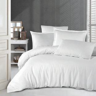 ADAMIMPEX Via Bianco Jacquard Satin Duvet Cover Set - Satin Season Queen Set, Cappucino, 3-Piece Luxury Jacquard Bedding (Duvet Cover + 2 Matching Pillowcases)