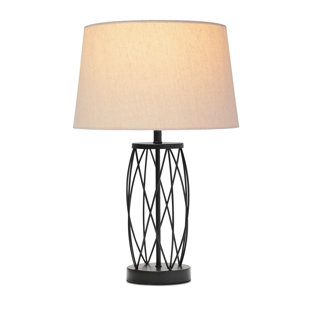 FAIRMONT PARK Alexarae 50cm Black Frame Style Table Lamp with Linen Shade