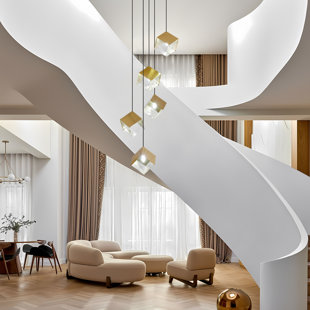 DECOMUST 5-light Gold Cube Cluster Multi Pendant Lamp