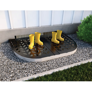 BJORN WOODWORKS Decorative Window Well Covers, Basement Chevron Pattern Well Cover, Powder Coated Black, D - Shaped Egress Covering Semi-universal Fit. Sizing. Feldhawk Outdoors