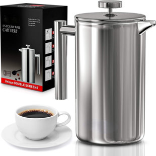 APPENIN WINTER PARK CORP French Press Coffee Maker(1.75L)-Double Walled Large Coffee Press With 2 Free Filters-Enjoy Granule-Free Coffee Guaranteed, Stylish Rust Free Kitchen Accessory-Stainless Steel French Press