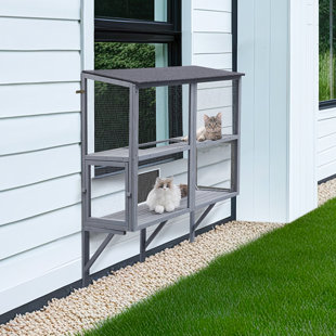 ARCHIE & OSCAR™ 2 Tiers Window Box Enclosure For Multiple Indoor Cats
