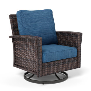 ALPHAMARTS Swivel Chair With Woven Rattan Armrest