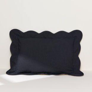 SPECIAL EDITION BY LUSH DECOR Coastal Chic Scalloped Edge Pillow Cover Dark Linen/Black 1Pc