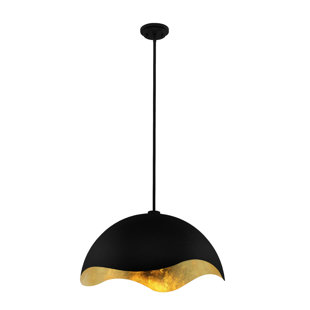 GEORGE KOVACS BY MINKA George Kovacs Eclos 23" Wide 1 Light Pendant In Sand Coal W/Gold Leaf Finish