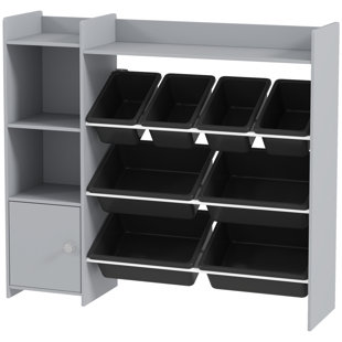 ISABELLE & MAX™ Artsiom Toy Storage Organizer, Toy Organizer with 8 Bins, 2 Storage Cubbies, Shelf, Cabinet, for Kids Room, Playroom, Nursery, Gray